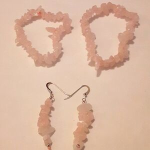 Rose Quartz bracelets and matching earrings.